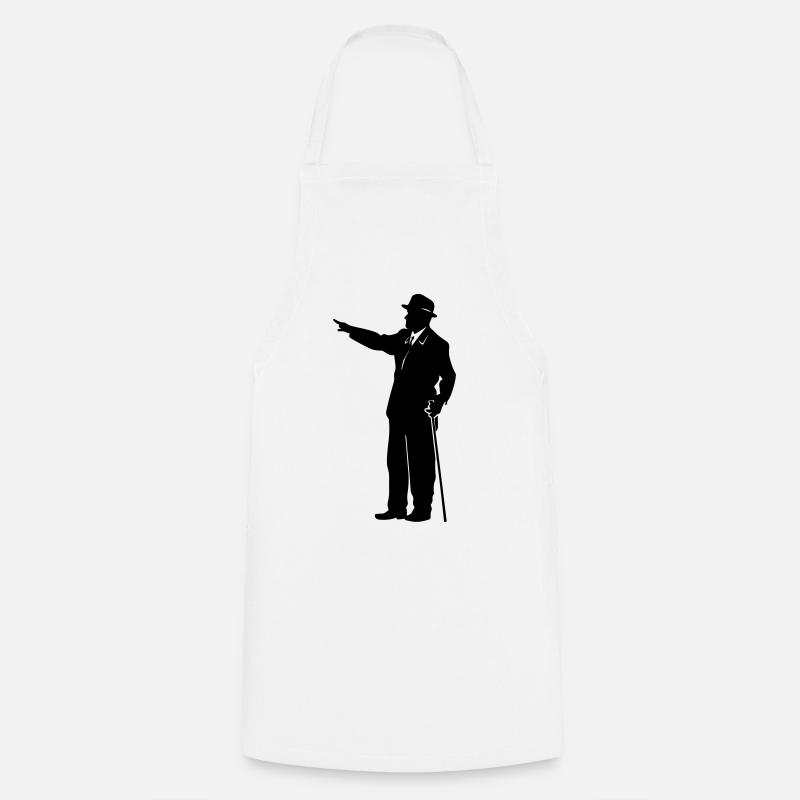 Gentleman Silhouette with Cane - Cooking Apron - white