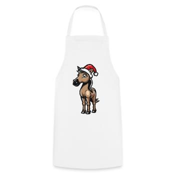 Cheval Noël - Tablier de cuisine - blanc - Devant - AI Model Male 185 dark (185cm)