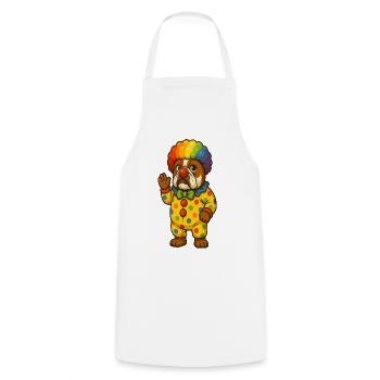 Clown Bulldog in Colorful Costume Design - Cooking Apron - white - Front - AI Model Male 185 dark (185cm)
