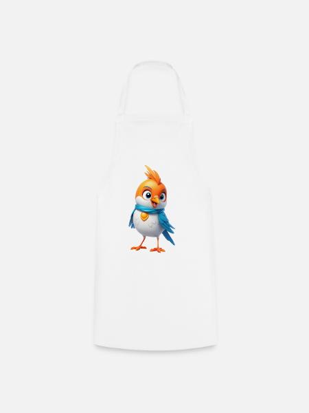 Bunter Vogel mit Schal – Cartoon-Design - Kochschürze - Weiß