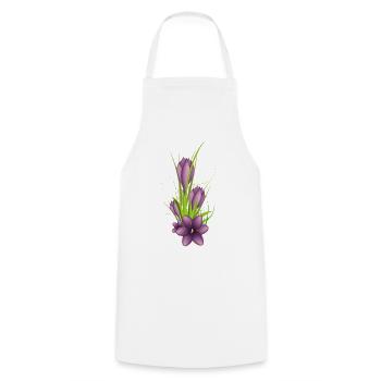 Delicate purple crocuses in elegant illustration - Cooking Apron - white - Front - AI Model Male 185 dark (185cm)