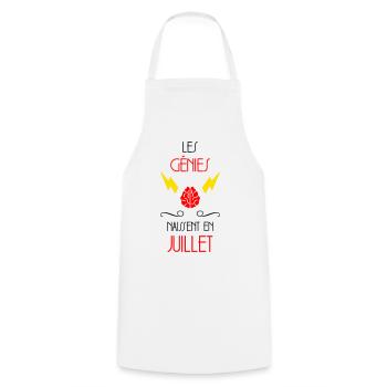 Les Génies Naissent en Juillet Design Humour - Tablier de cuisine - blanc - Devant - AI Model Male 185 dark (185cm)