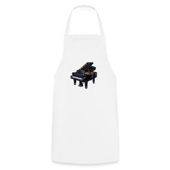 Dunkles Klavier mit Goldakzenten - Kochschürze - Weiß - Vorne - AI Model Male 185 dark (185cm)