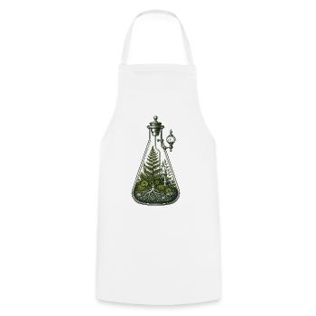 Botanical Beaker Terrarium Science Illustration - Cooking Apron - white - Front - AI Model Male 185 dark (185cm)