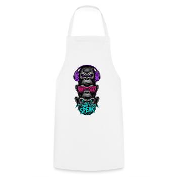 Three monkeys hear nothing see say neon - Cooking Apron - white - Front - AI Model Male 185 dark (185cm)