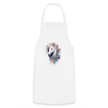 Cheval Blanc en Aquarelle - Tablier de cuisine - blanc - Devant - AI Model Male 185 dark (185cm)