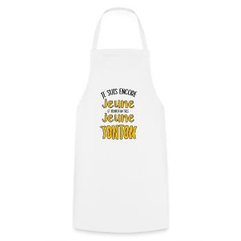 Soon to be a very young uncle - Cooking Apron - white - Front - AI Model Male 185 dark (185cm)