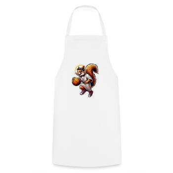 Basket-ball, Sports, Écureuil, Noix, Amoureux des animaux - Tablier de cuisine - blanc - Devant - AI Model Male 185 dark (185cm)