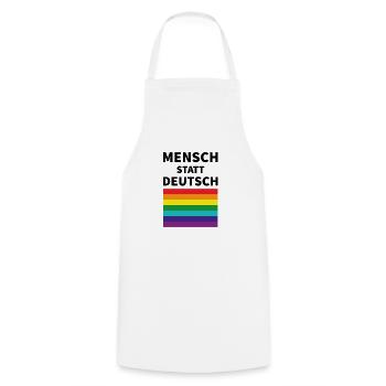 Mensch statt deutsch Spruch Pride Flagge - Kochschürze - Weiß - Vorne - AI Model Male 185 dark (185cm)