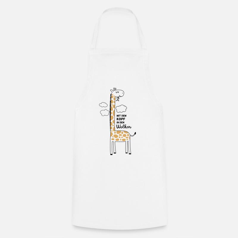 Giraffe mit dem Kopf in den Wolken - Kochschürze - Weiß