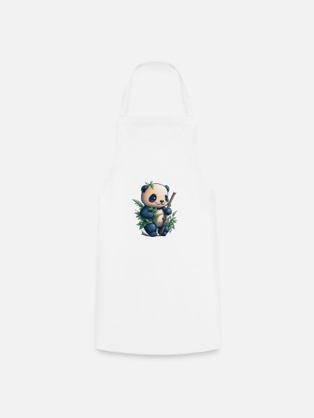 Cute Panda with Bamboo - Kochschürze - Weiß