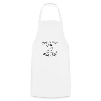humour chat idées cadeaux J'peux pas j'ai mon chat - Tablier de cuisine - blanc - Devant - AI Model Male 185 dark (185cm)