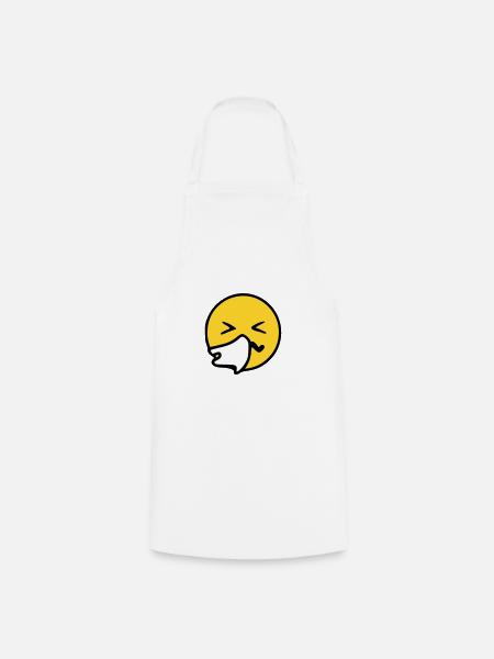 Emoji sneeze sketch color - Cooking Apron - white