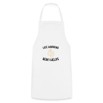 Reiki Gift Idea | Reiki Master Reiki Crystals - Cooking Apron - white - Front - AI Model Male 185 dark (185cm)