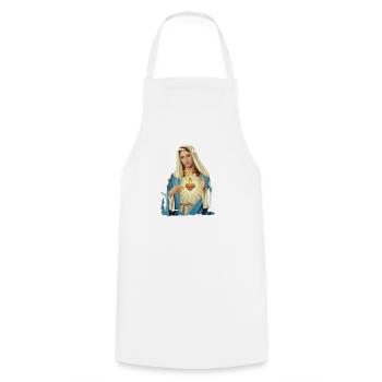Holly Mary Maria Madonna Mariana Jungfrau Maria - Kochschürze - Weiß - Vorne - AI Model Male 185 dark (185cm)