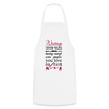Writing - Cooking Apron - white - Front - AI Model Male 185 dark (185cm)