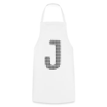 Grille de lettres J - Tablier de cuisine - blanc - Devant - AI Model Male 185 dark (185cm)