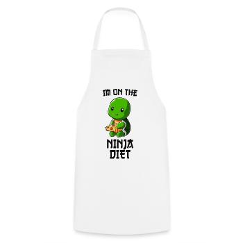 Turtle pizza food diet saying gift - Cooking Apron - white - Front - AI Model Male 185 dark (185cm)