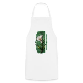 Elegant Blossoms: Calla Lily Floral Design - Cooking Apron - white - Front - AI Model Male 185 dark (185cm)