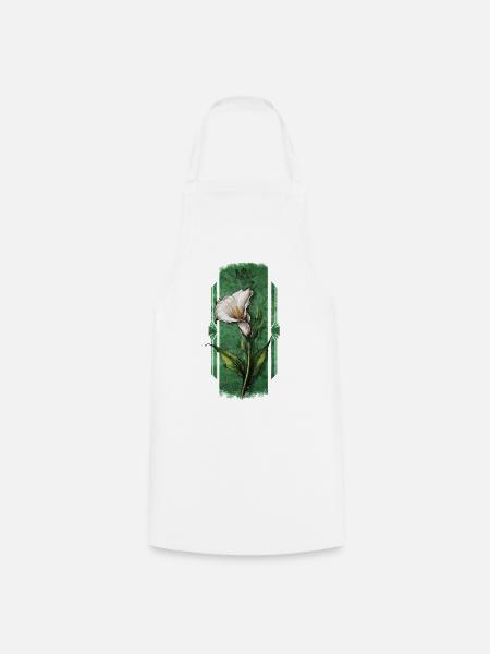 Elegante Blüten: Calla Lilie Blumendesign - Kochschürze - Weiß