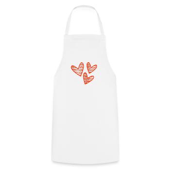 MOM. MOTHER'S DAY. HEART. FEAST. HAPPY BIRTHDAY - Cooking Apron - white - Front - AI Model Male 185 dark (185cm)