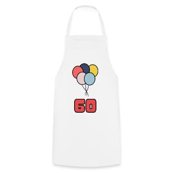 60. 60 ANS. 60e ANNIVERSAIRE. ANNIVERSAIRE 60 ANS. - Tablier de cuisine - blanc - Devant - AI Model Male 185 dark (185cm)