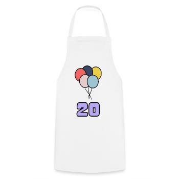 20. 20 ANS. 20e ANNIVERSAIRE. ANNIVERSAIRE 20 ANS. - Tablier de cuisine - blanc - Devant - AI Model Male 185 dark (185cm)