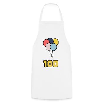 100. 100 YEARS. 100th ANNIVERSARY. BIRTHDAY 100 - Cooking Apron - white - Front - AI Model Male 185 dark (185cm)