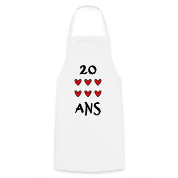 20. 20th ANNIVERSARY. 20 YEARS ANNIVERSARY. 20 YEARS. - Cooking Apron - white - Front - AI Model Male 185 dark (185cm)