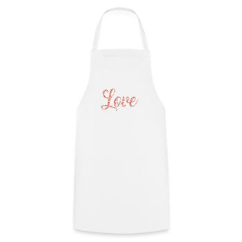 VALENTINE'S DAY. Bachelorette party. I LOVE YOU. I LOVE YOU. LOVE - Cooking Apron - white - Front - AI Model Male 185 dark (185cm)