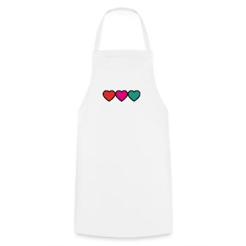 MOM. MOTHER'S DAY. HEART. FEAST. HAPPY BIRTHDAY - Cooking Apron - white - Front - AI Model Male 185 dark (185cm)