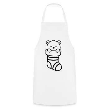 Cute Bear in Christmas Socks | Gift - Cooking Apron - white - Front - AI Model Male 185 dark (185cm)