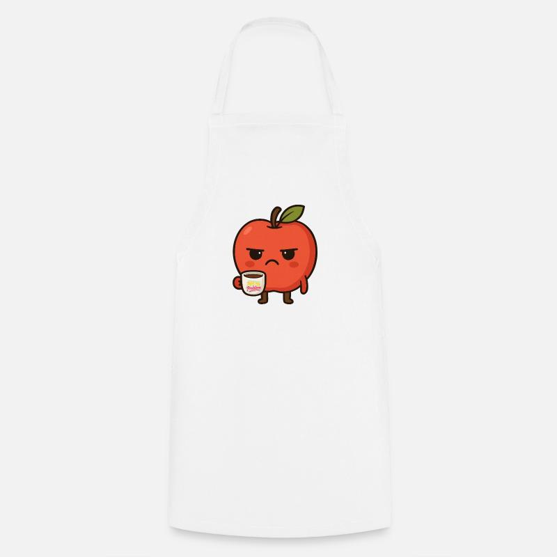 Grumpy Kawaii Apple - Funny Not My Problem Meme - Cooking Apron - white