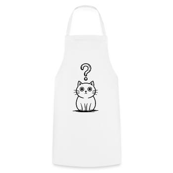 Chat confus - T-shirt chat drôle - Tablier de cuisine - blanc - Devant - AI Model Male 185 dark (185cm)