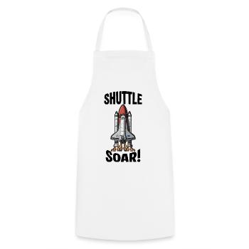 Start des Space Shuttle Soar - Kochschürze - Weiß - Vorne - AI Model Male 185 dark (185cm)