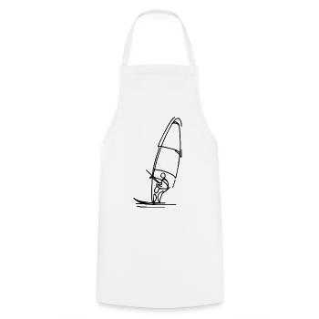 Dessin de planchiste à voile - Tablier de cuisine - blanc - Devant - AI Model Male 185 dark (185cm)