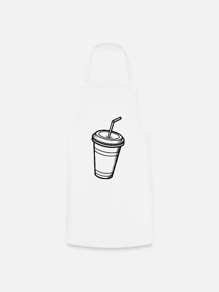 Tasse mit Stroh - Kochschürze - Weiß