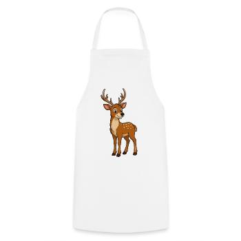 Cute Deer with Antlers Cartoon - Cooking Apron - white - Front - AI Model Male 185 dark (185cm)