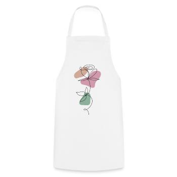 Lineart Rose Pastel - Cooking Apron - white - Front - AI Model Male 185 dark (185cm)