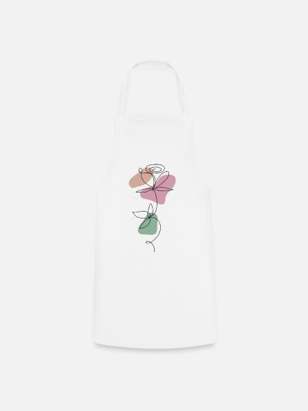Lineart Rose Pastel - Cooking Apron - white