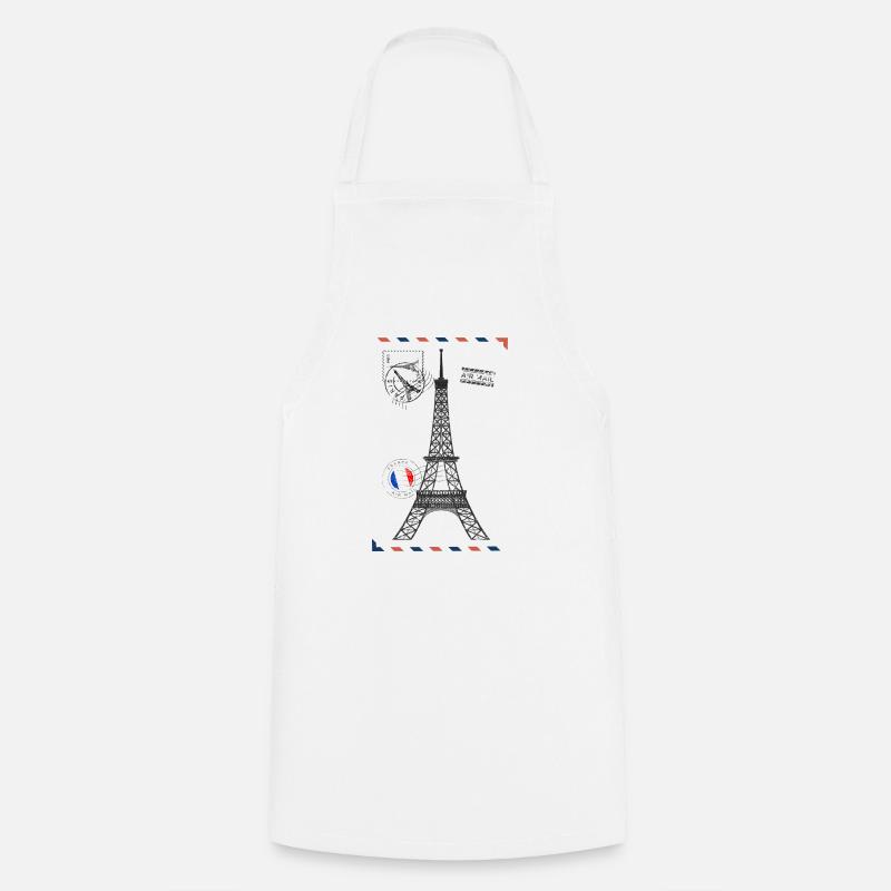 Paris Postkarte Eiffelturm - Kochschürze - Weiß