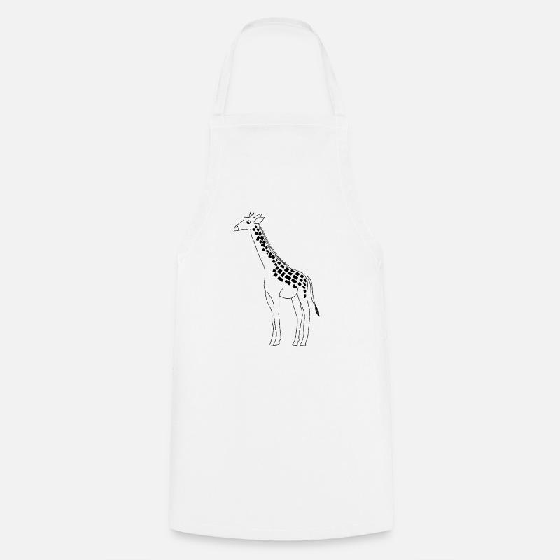 Giraffe - graphic in black and white - Cooking Apron - white