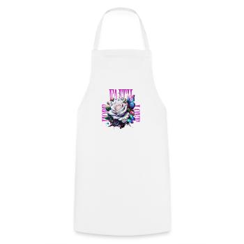 Faith Hope Love White Rose Butterflies - Cooking Apron - white - Front - AI Model Male 185 dark (185cm)