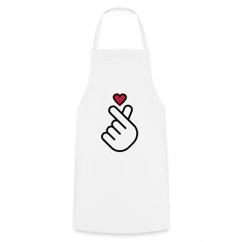 Coeur de doigt Miniheart - blanc - coeur rouge - Tablier de cuisine - blanc - Devant - AI Model Male 185 dark (185cm)