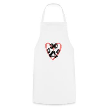 Paw print with heart, pink - Cooking Apron - white - Front - AI Model Male 185 dark (185cm)