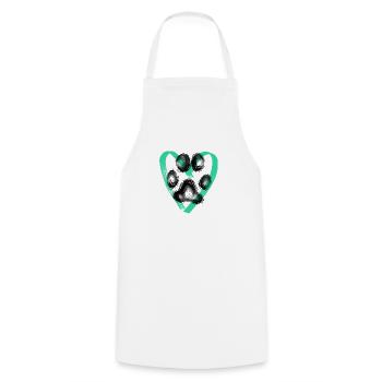 Paw print with heart, turquoise - Cooking Apron - white - Front - AI Model Male 185 dark (185cm)
