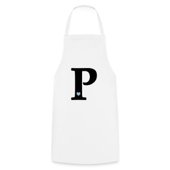 Lettre P Lettre initiale - Tablier de cuisine - blanc - Devant - AI Model Male 185 dark (185cm)