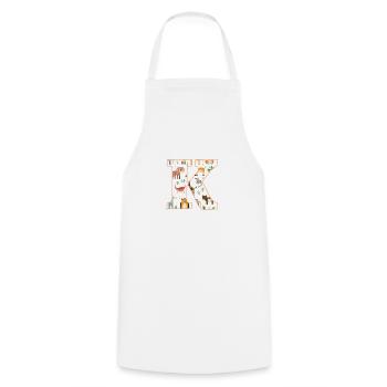 Letter K, Monogram, Animal Pattern - Cooking Apron - white - Front - AI Model Male 185 dark (185cm)