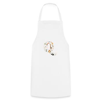 Buchstabe Q, Monogramm, Tiermuster - Kochschürze - Weiß - Vorne - AI Model Male 185 dark (185cm)