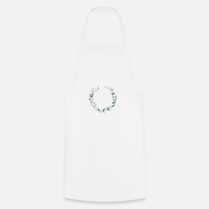 Halbkranz Elegant Eukalyptus personalisierbar - Kochschürze - Weiß
